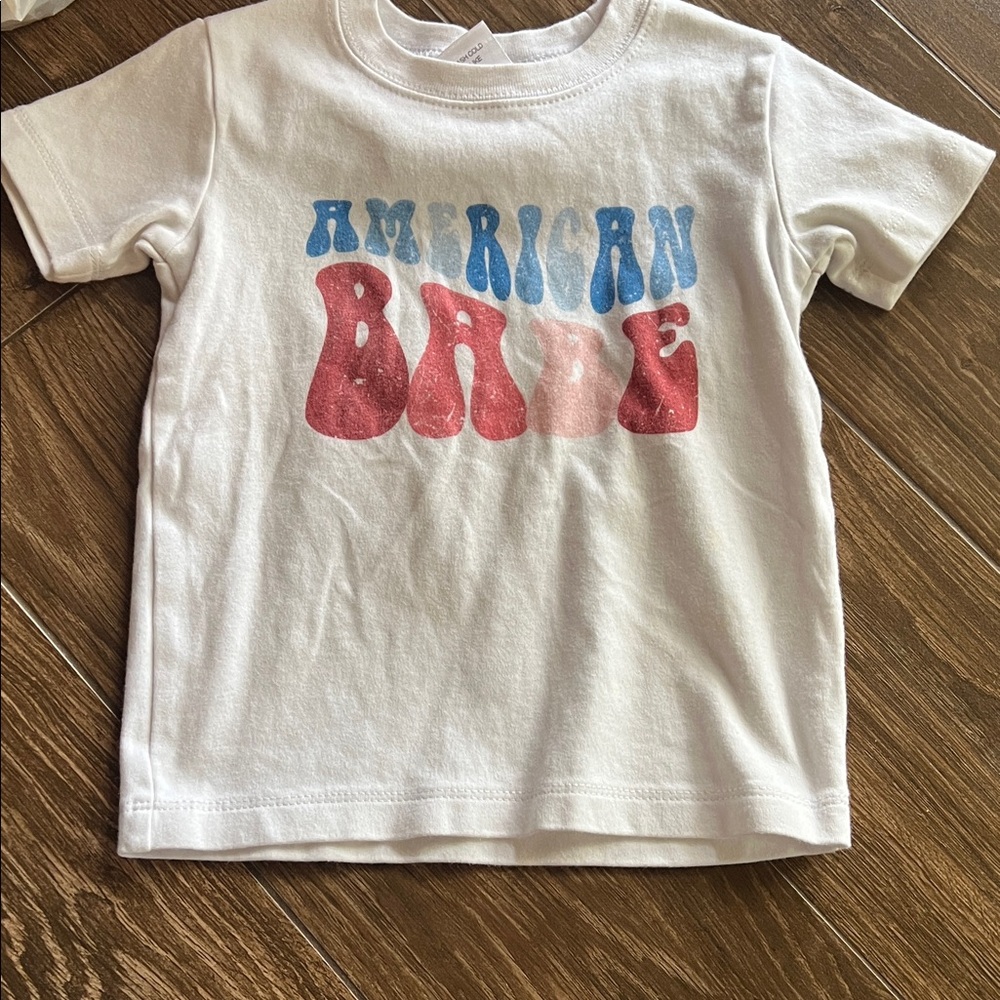 Kids Graphic Tee - White with Red, Blue, and Pink Design